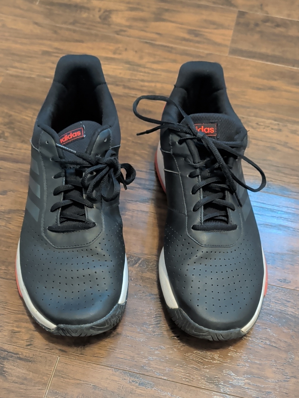 adidas Men’s Black Athletic Sneakers with Red Accents